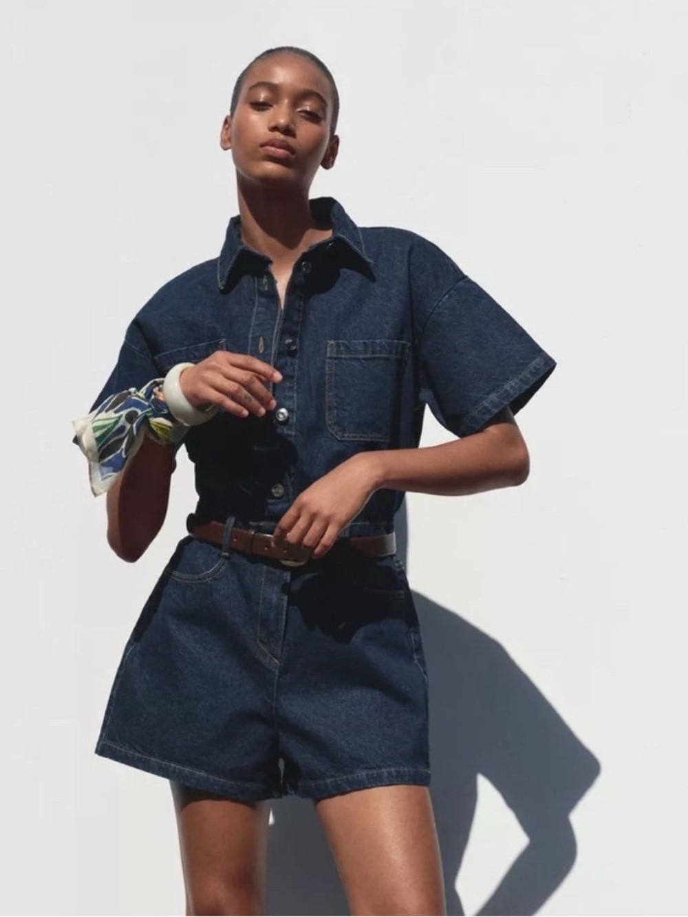 Zara Dark Blue Denim Romper